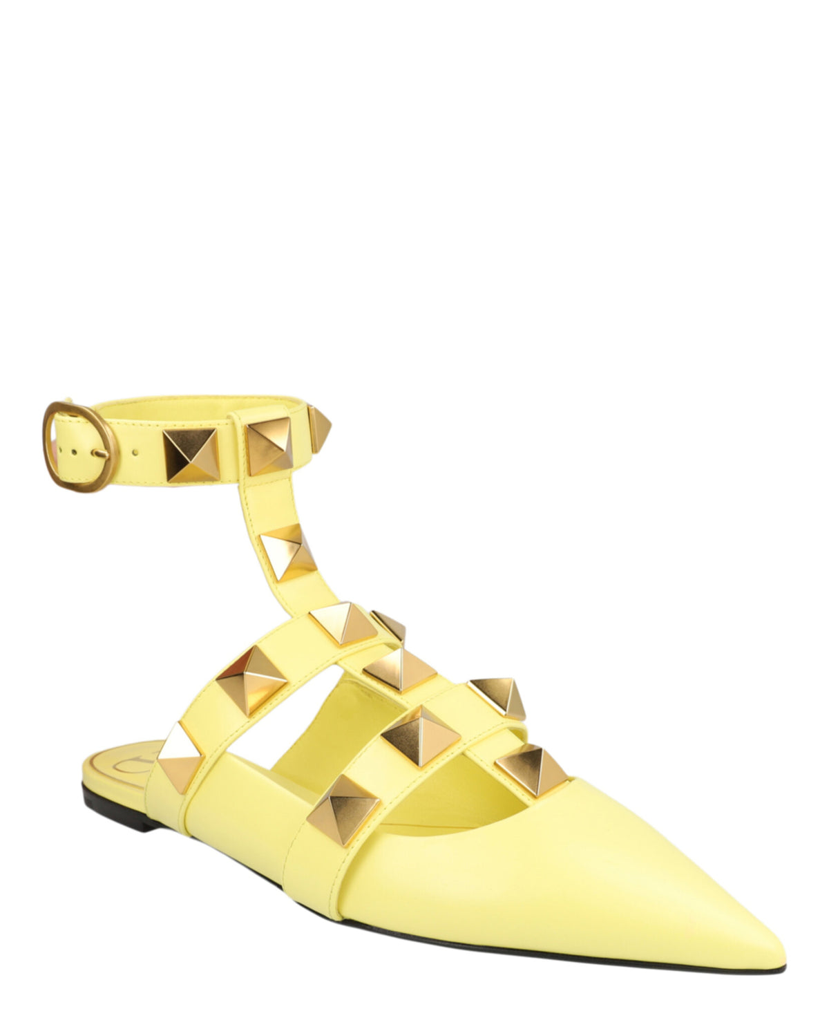 Valentino Valentino Womens Roman Stud Caged Leather Ballet Flats