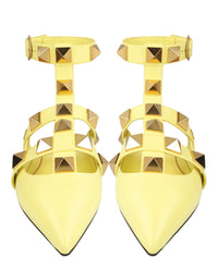 Valentino Valentino Womens Roman Stud Caged Leather Ballet Flats