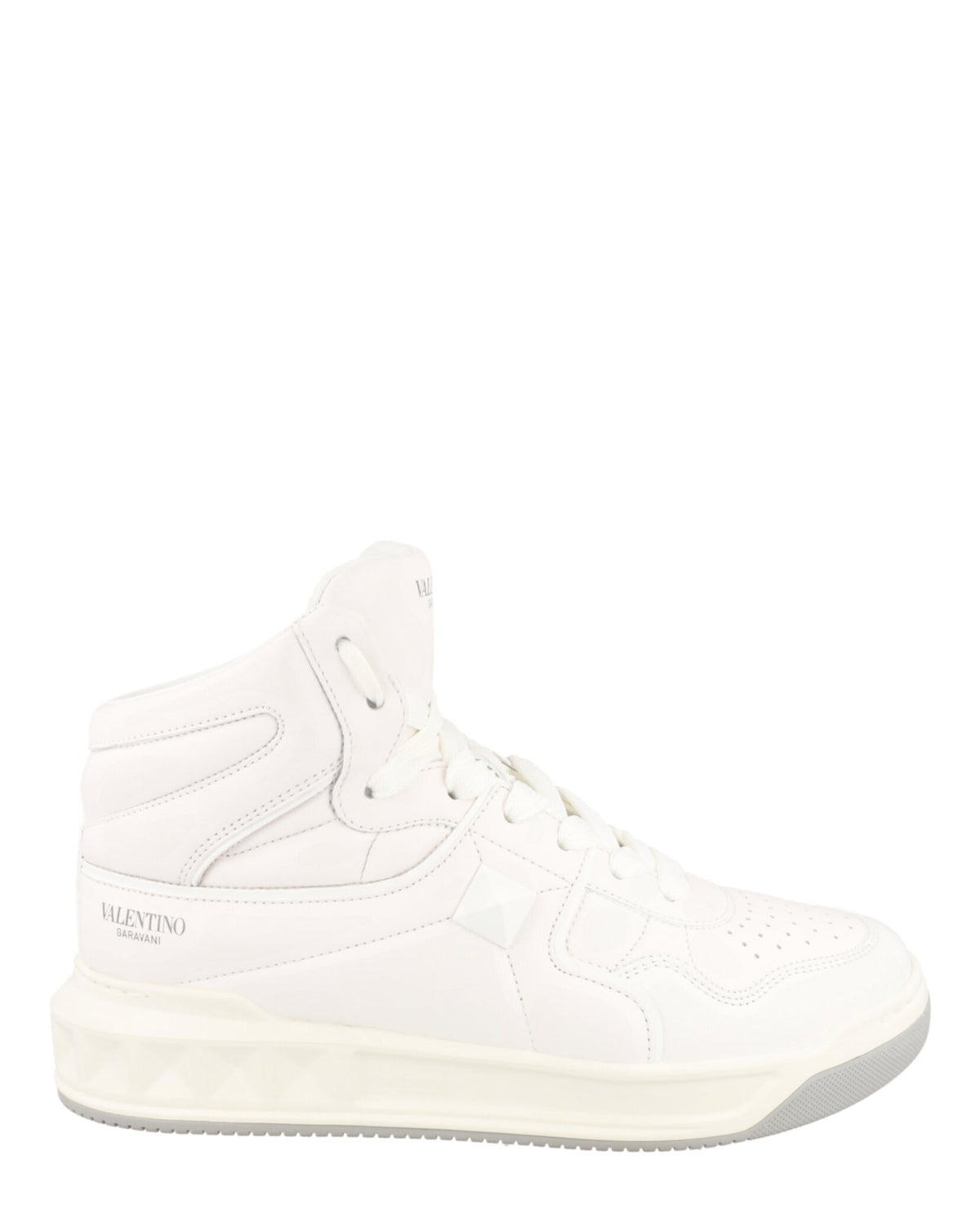 Valentino Mens One Stud High-Top Leather Sneakers