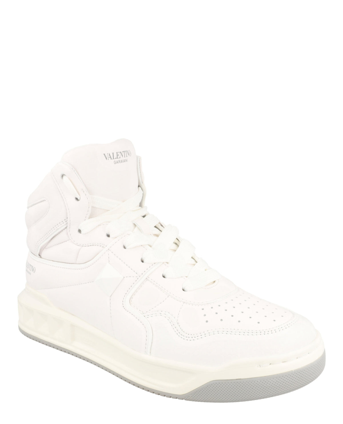 Valentino Mens One Stud High-Top Leather Sneakers