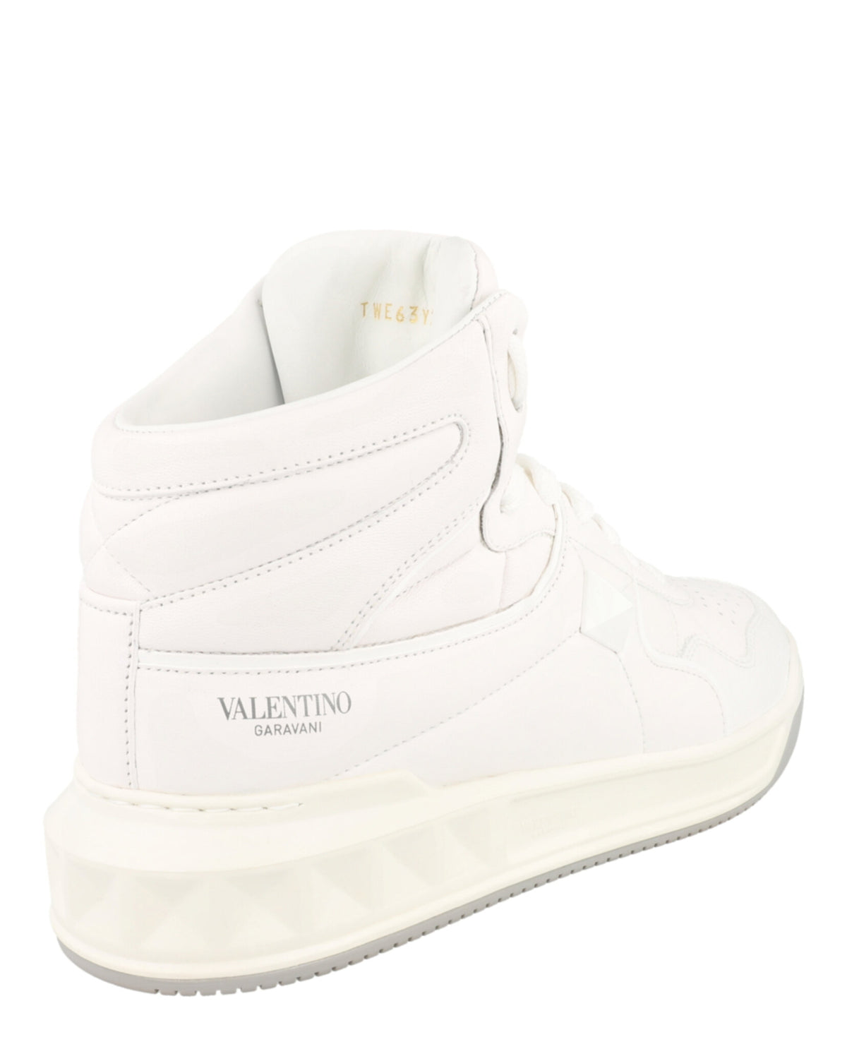 Valentino Mens One Stud High-Top Leather Sneakers
