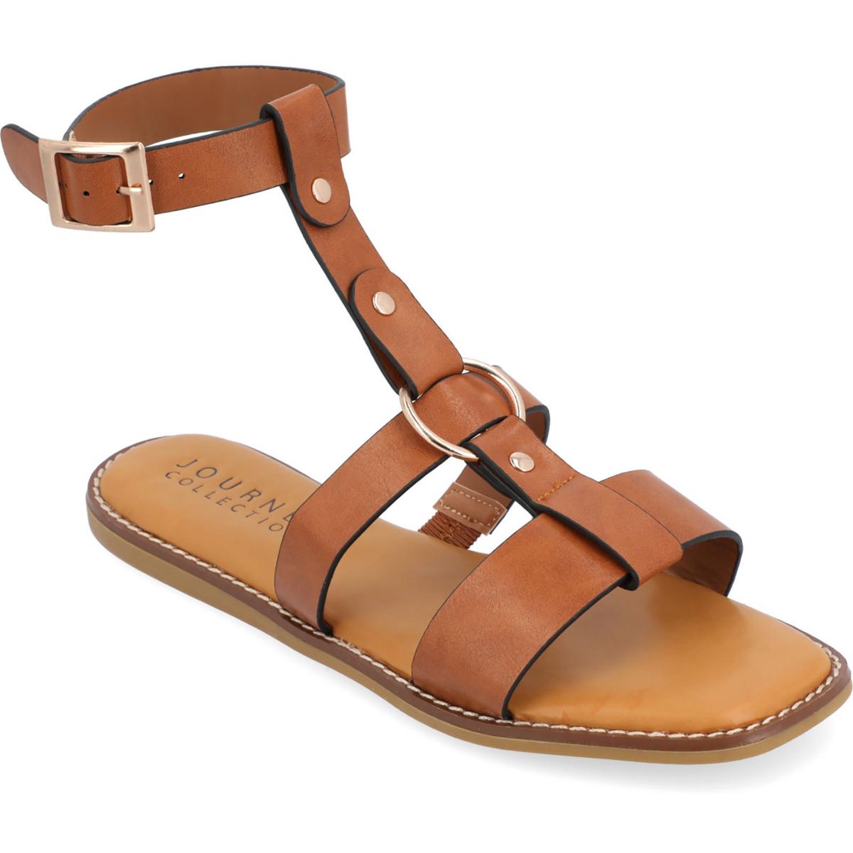 Eleanora Womens O-Ring Faux Leather Ankle Strap