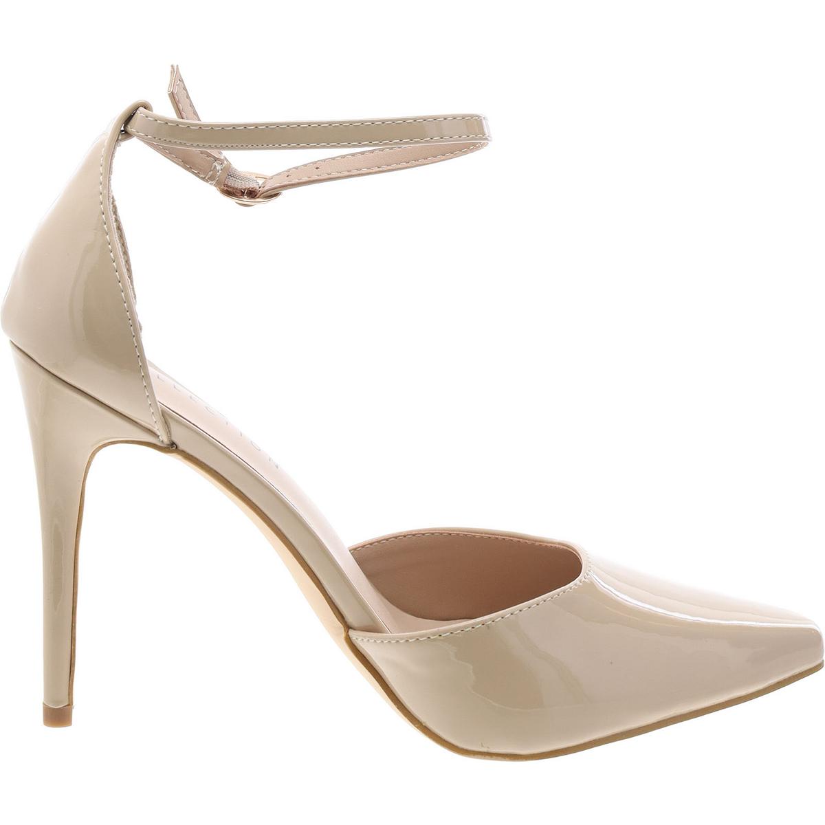 Womens Patent Pointed Toe Ankle Strap