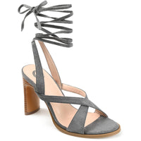 Adalee Womens Faux Suede Criss-Cross Front Pumps Grey