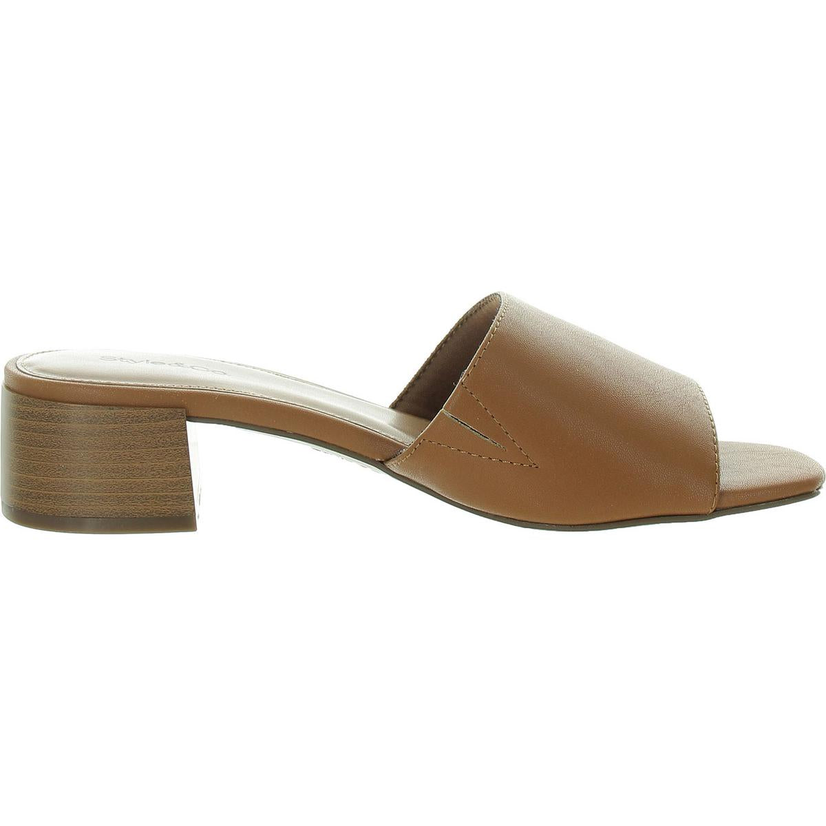Camillaa Womens Block Heel Open Toe Slide Sandals