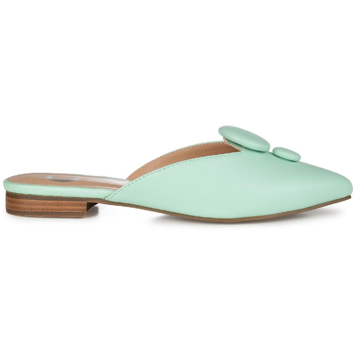 Mallorie Womens Embellished Faux Leather Mules