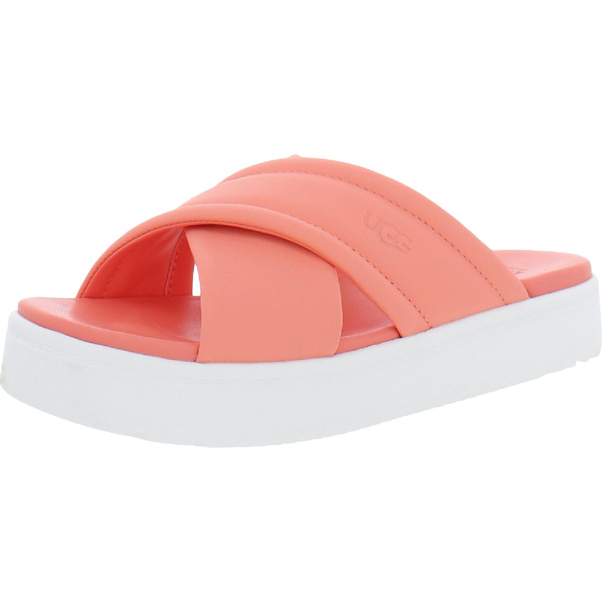 Zayne Crossband Womens Leather Open Toe Platform Sandals