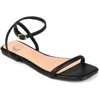 Veena Womens Solid Manmade Ankle Strap 9 Medium Black
