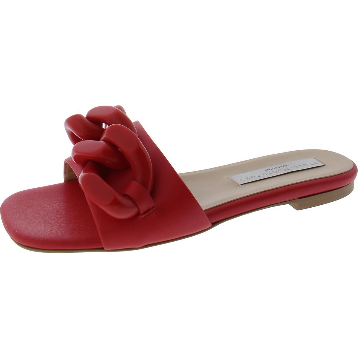 Falabella Womens Faux Leather Slip-On Slide Sandals