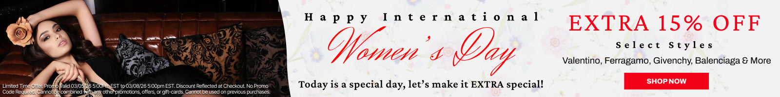 women's day 15 percent sale