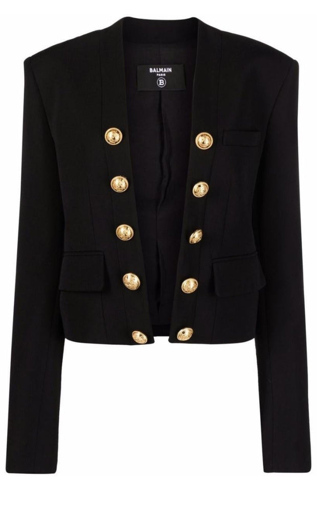 Wool Decorative Button Detail Jacket