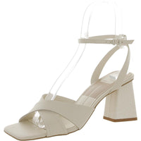 tiki Womens Leather Dressy Ankle Strap Cream Leather