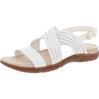 Marlis Womens Leather Padded Sole Slingback Sandals 6.5 Wide Cream