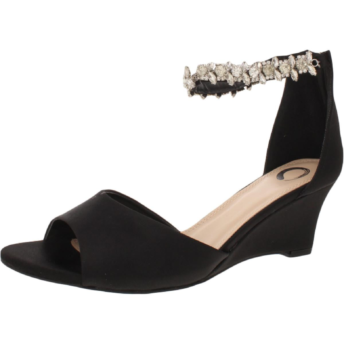Connor Womens Satin Ankle Strap Wedge Sandals