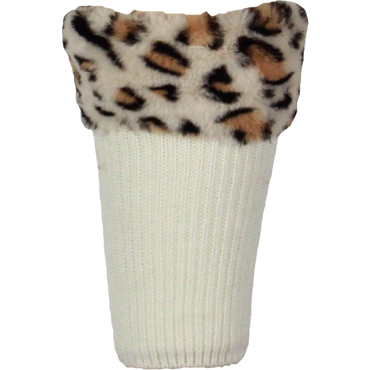 Womens Leopard Print Faux Fur Boot Toppers