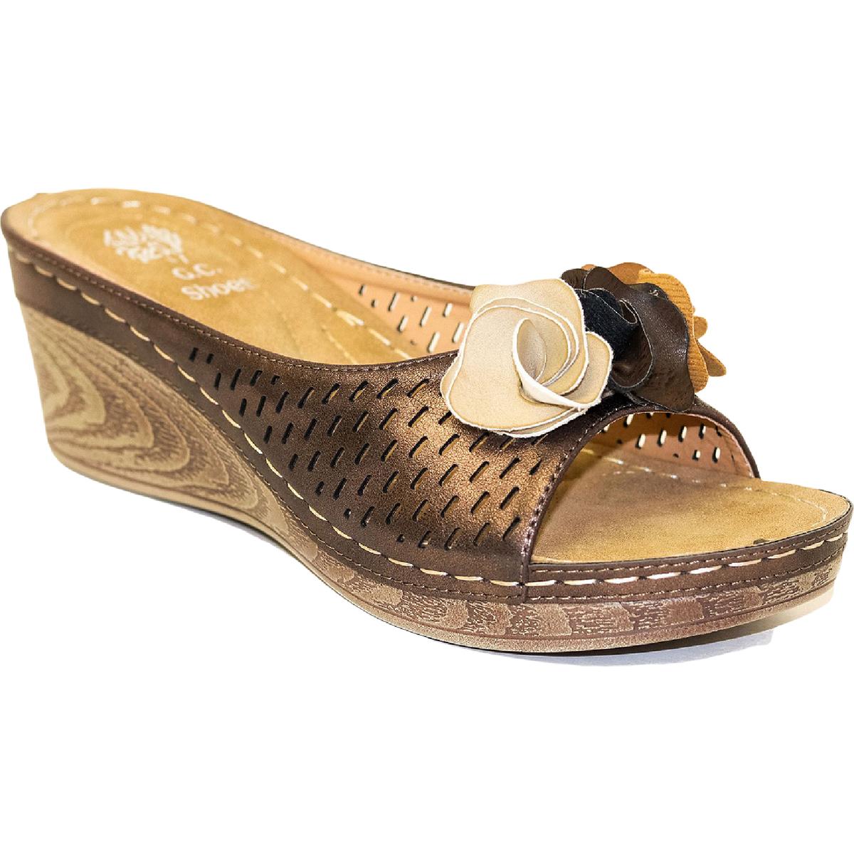 Juliet Womens Cushioned Footbed Faux Leather Wedge Sandals