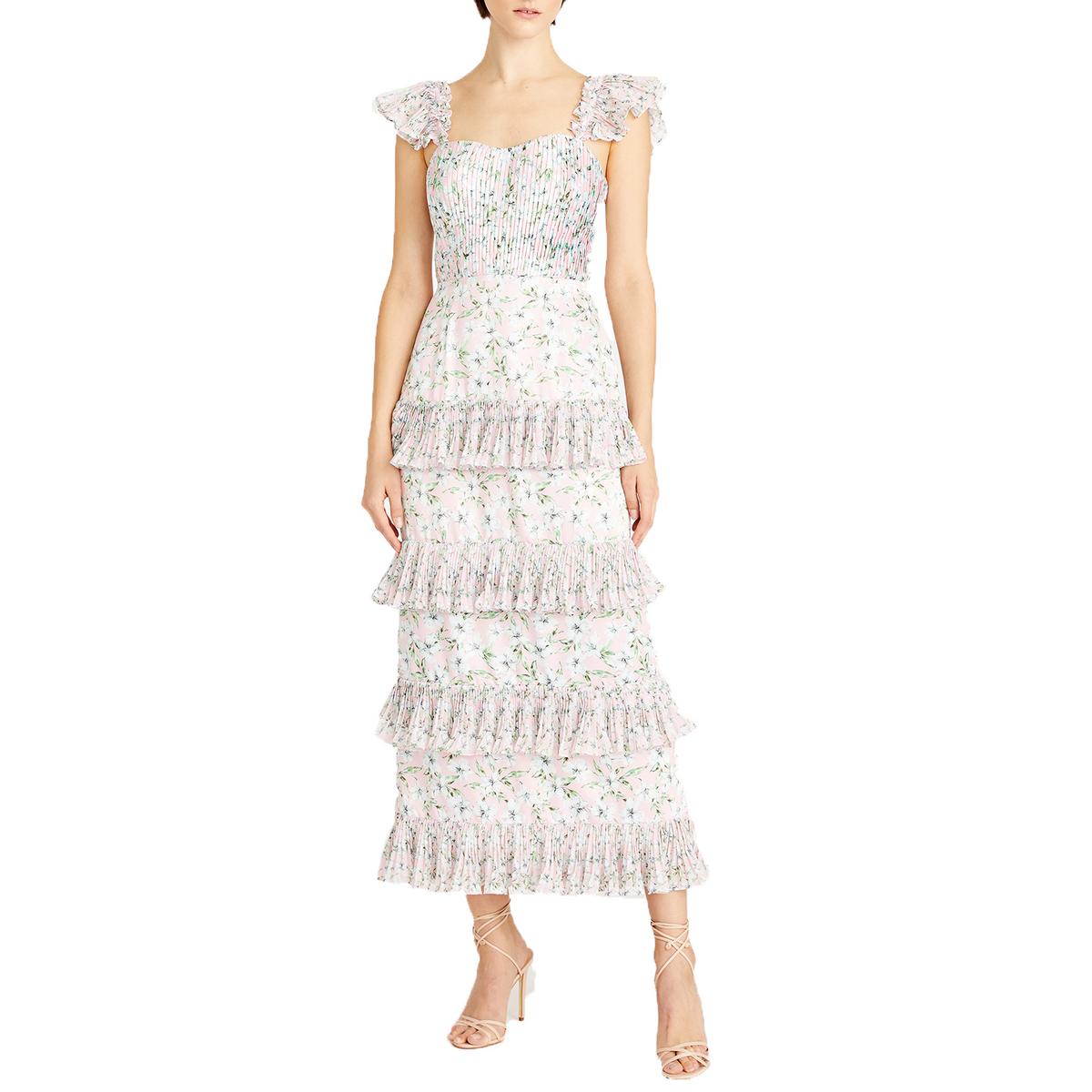 Womens Pleated Recycled Polyester Midi Dress