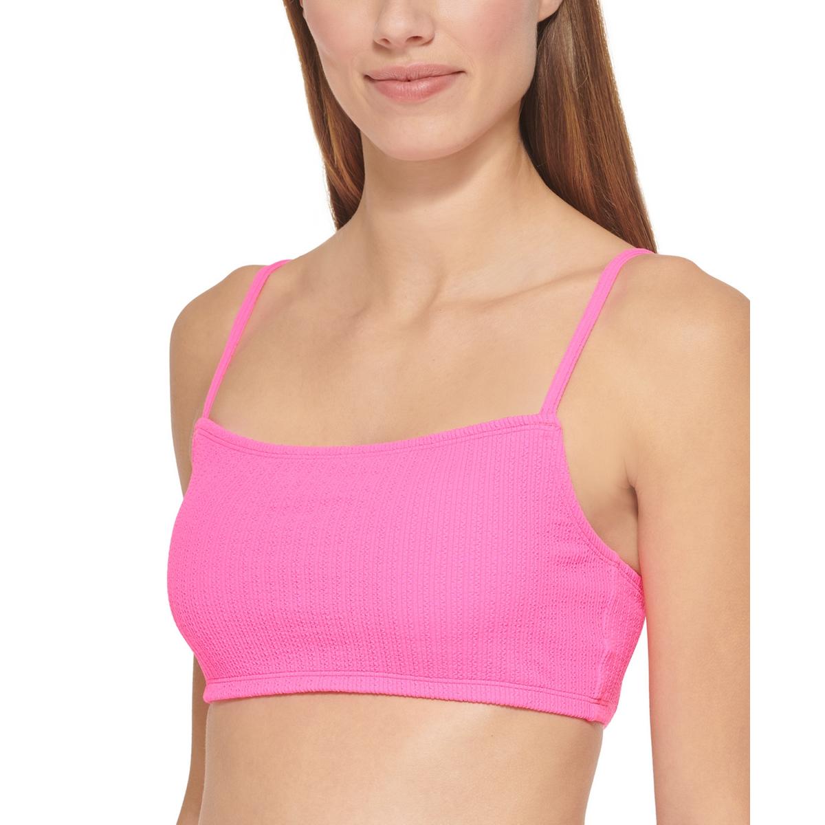 Womens Ribbed Solid Bikini Swim top