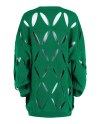 Valentino Womens Cut-Out Wool Crewneck Sweater