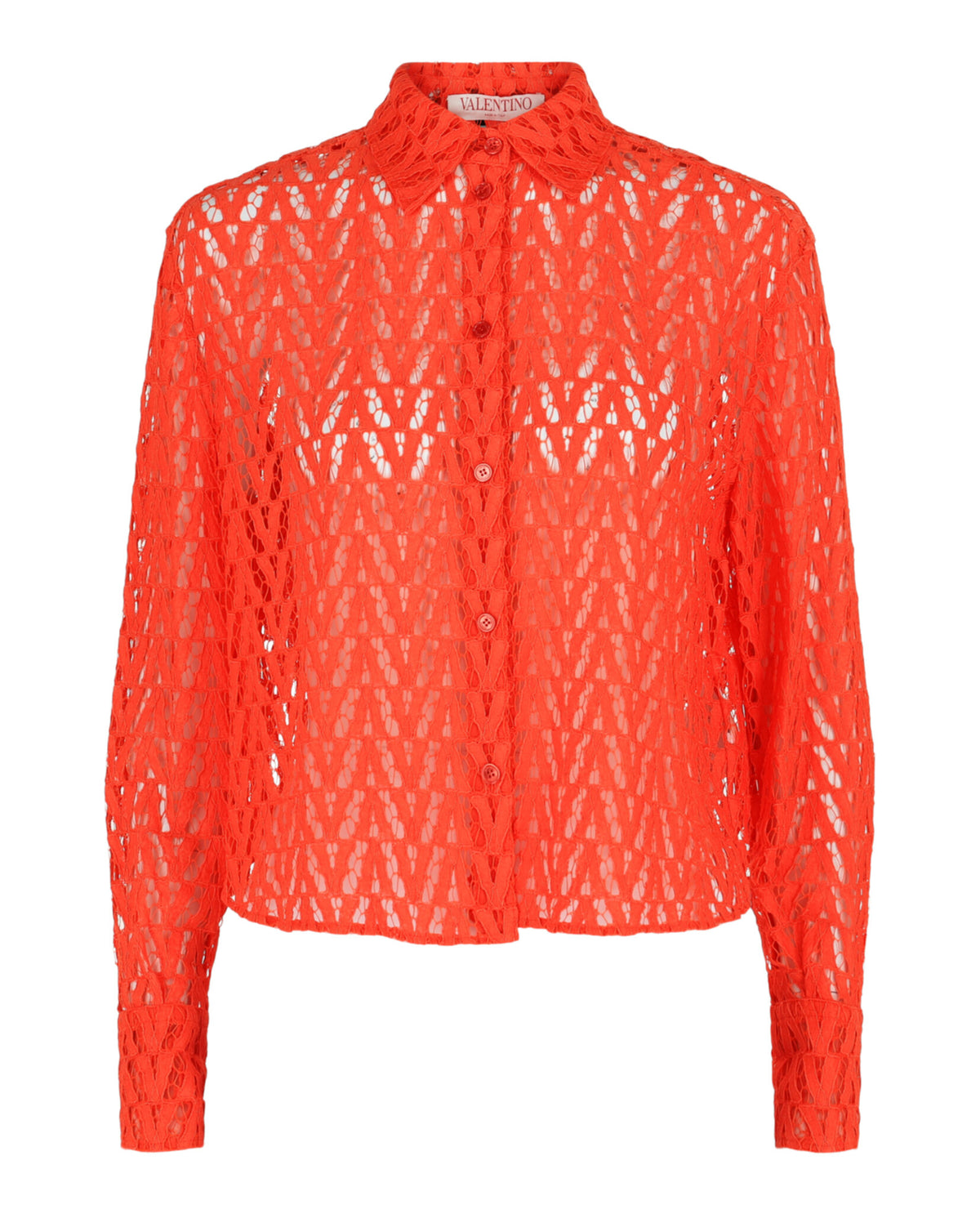 Valentino Womens VLogo Lace Cropped Shirt