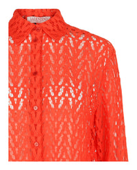 Valentino Womens VLogo Lace Cropped Shirt