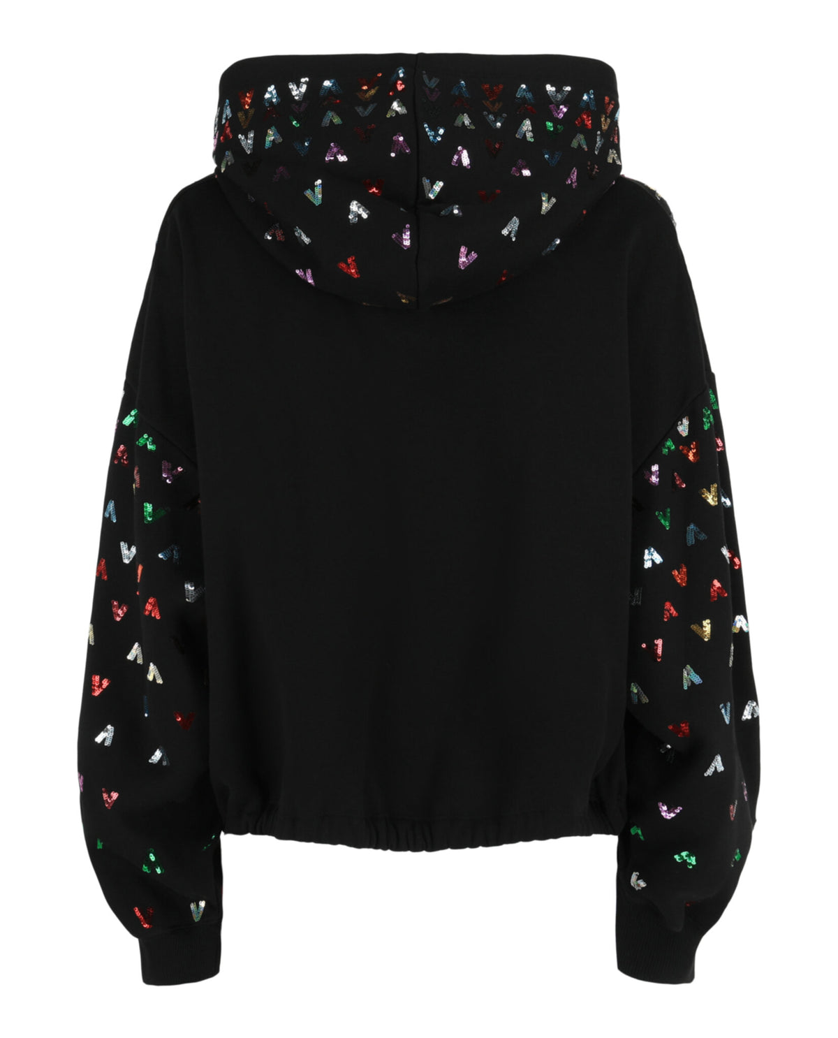 Valentino Valentino Womens Cropped Hoodie With Sequin V Motif
