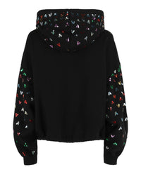 Valentino Valentino Womens Cropped Hoodie With Sequin V Motif