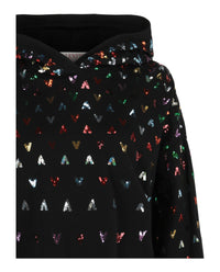 Valentino Valentino Womens Cropped Hoodie With Sequin V Motif