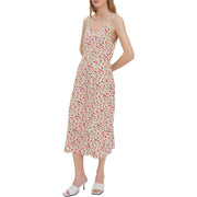 Womens Floral Mid-Calf Midi Dress