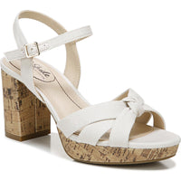 Lucky Womens Knot-Front Slingback Sandals 11 Wide Bone