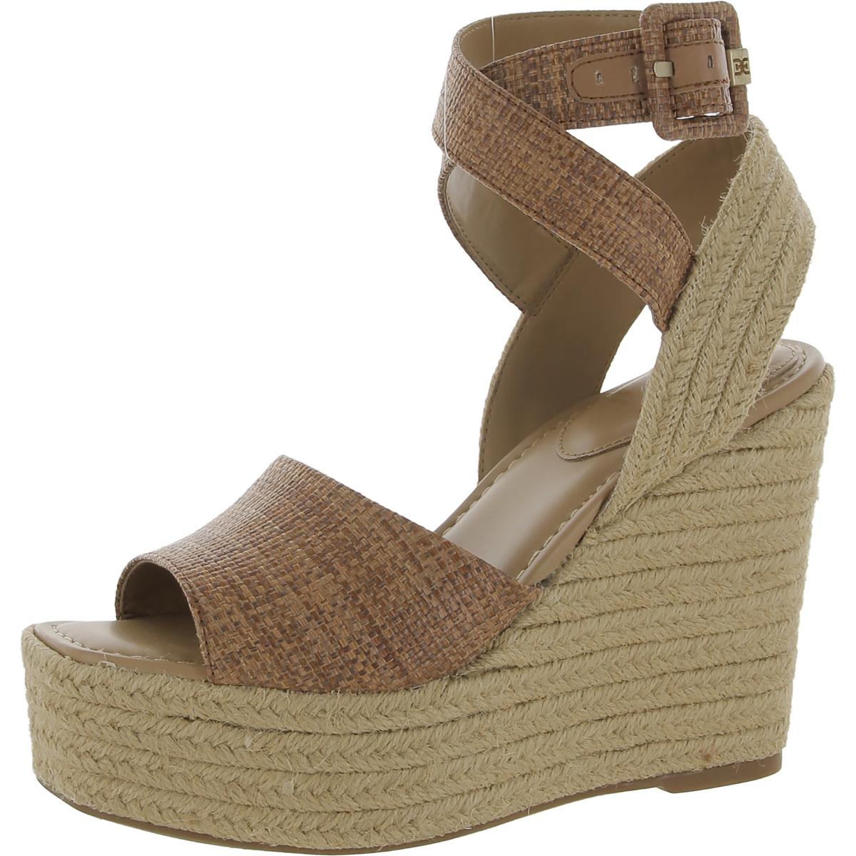 Vada Womens Criss-Cross Front Wedge Platform Sandals Cuoio Weave