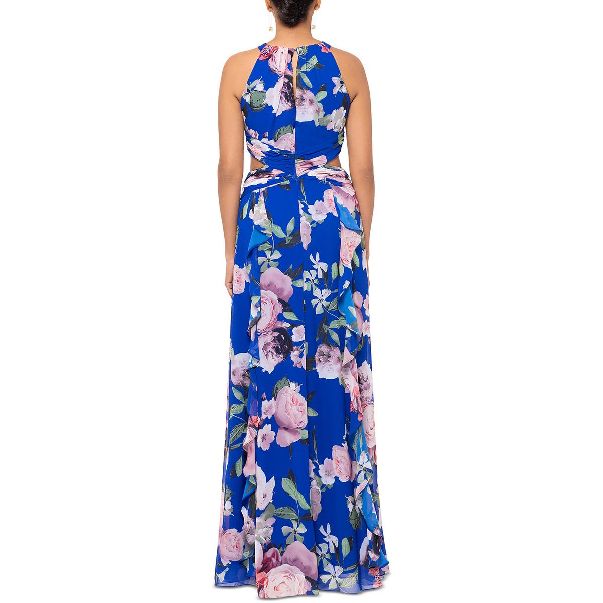 Womens Chiffon Floral Print Maxi Dress