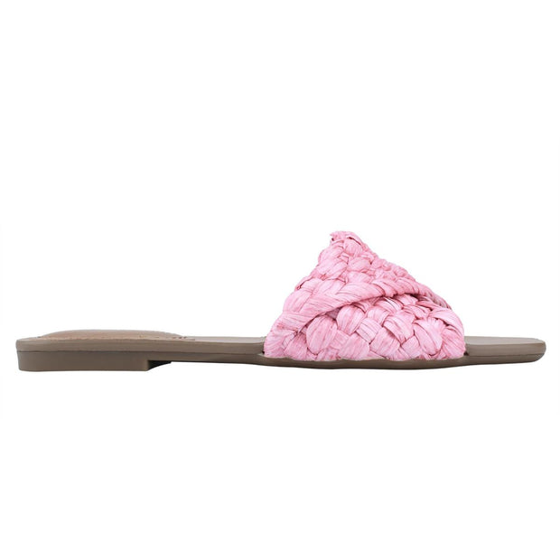 Moral Womens Faux Leather Woven Slide Sandals