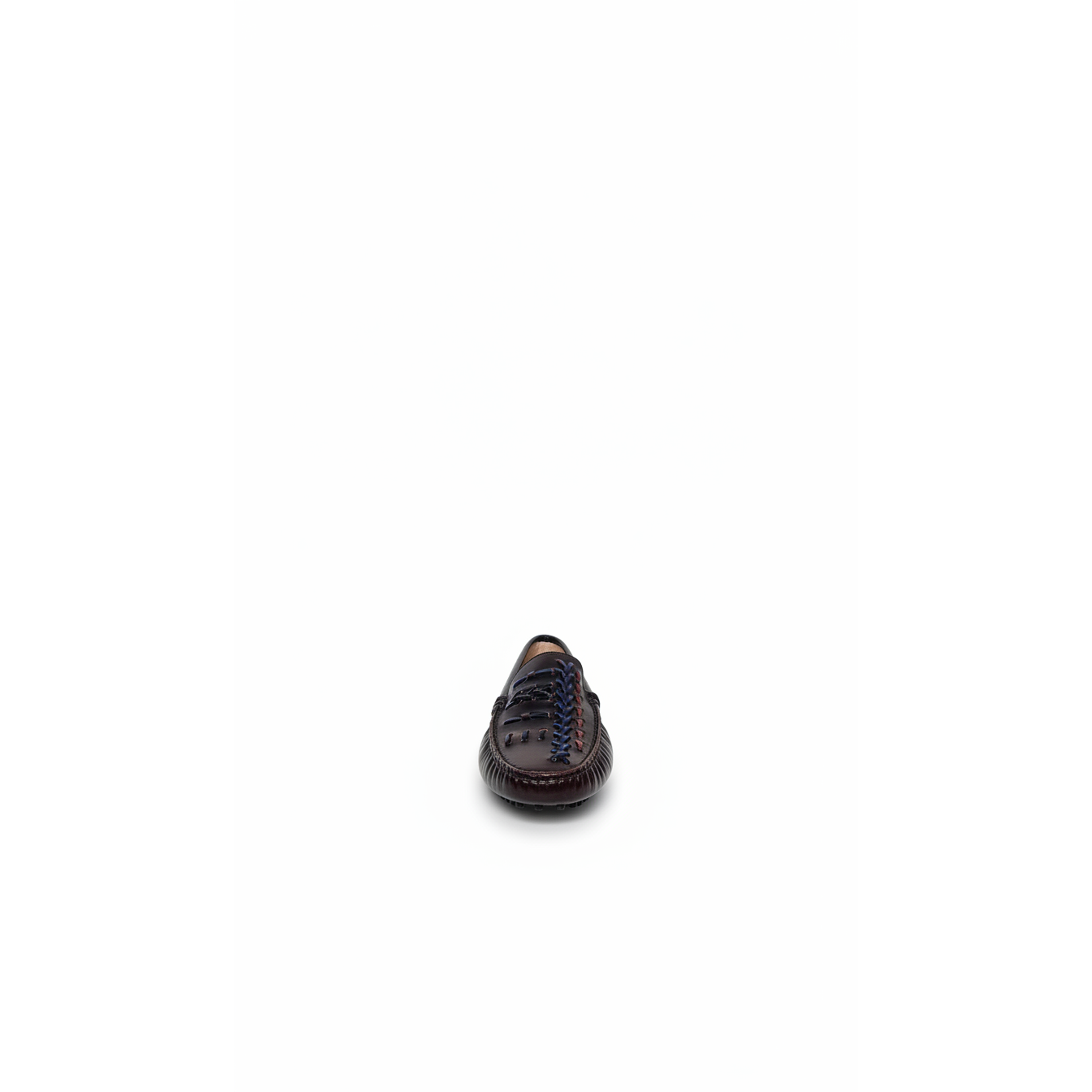Tods Polished Leather Contrast Lacing Loafers Bordeaux