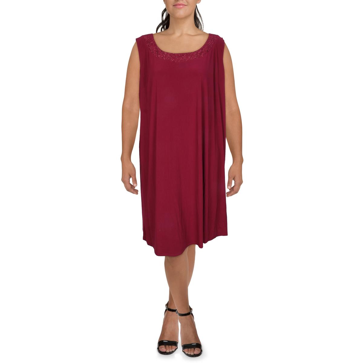 Plus Womens Glitter Sleeveless Cocktail and Party Dress