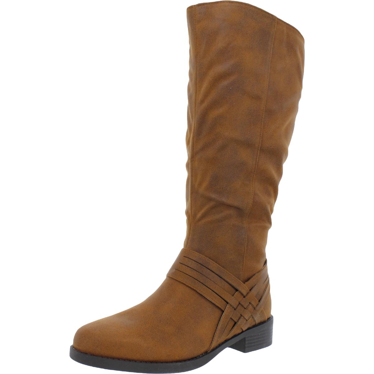 Womens Faux Suede Wide Calf Mid-Calf Boots
