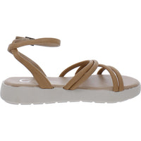 Womens Faux Leather Ankle Strap Flatform Sandals