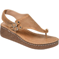 Mckell Womens Buckle Wedge Sandals Tan