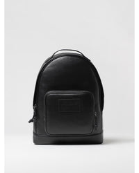 Emporio Armani Leather Backpack Men Black ONE SIZE Black