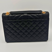YSL ENVELOPE IN QUILTED LEATHER GRAIN DE POUDRE MEDIUM 600185 - BLACK/GOLD