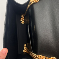 YSL ENVELOPE IN QUILTED LEATHER GRAIN DE POUDRE MEDIUM 600185 - BLACK/GOLD