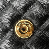 YSL ENVELOPE IN QUILTED LEATHER GRAIN DE POUDRE MEDIUM 600185 - BLACK/GOLD