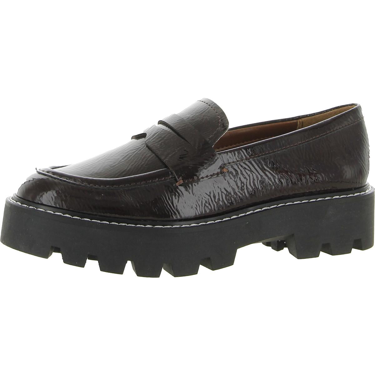 Balin Womens Padded Insole Loafers Burgundy PU