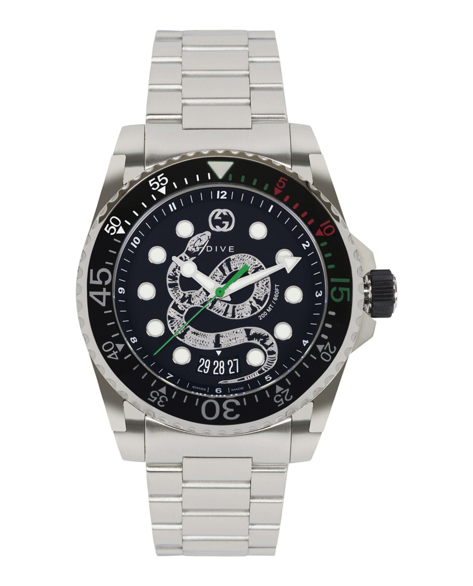 Gucci Mens Stainless Steel 45mm Bracelet Fashion Watch