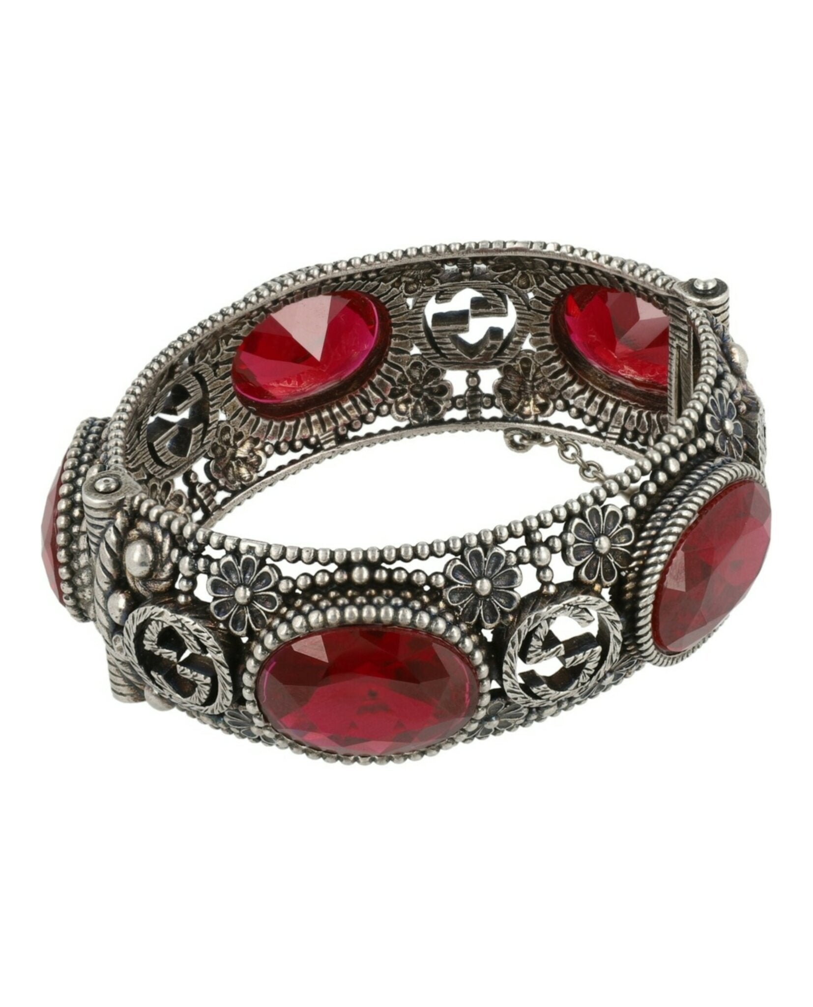 Gucci Womens Crystal Interlocking G Hinge Bracelet