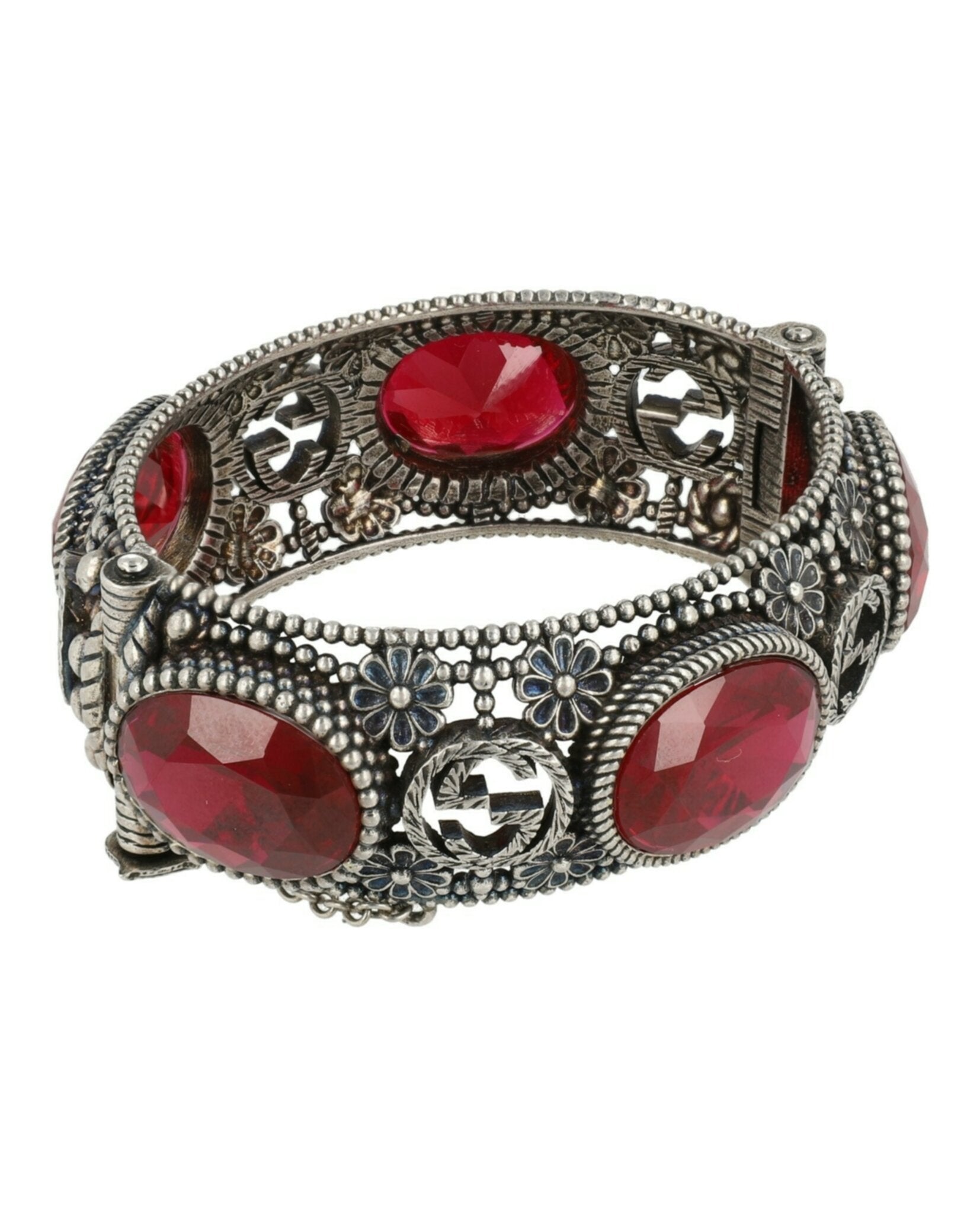 Gucci Womens Crystal Interlocking G Hinge Bracelet
