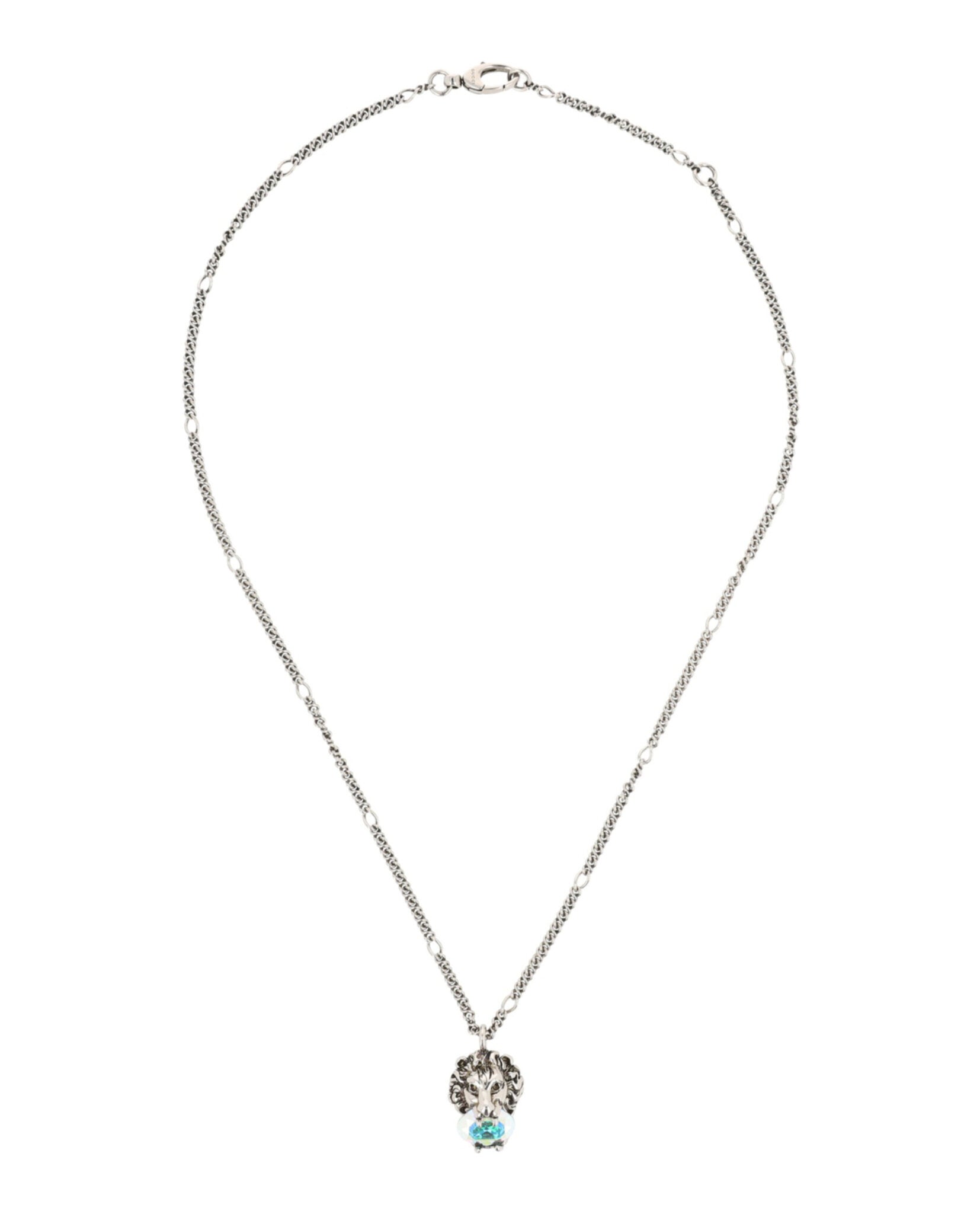 Gucci Unisex-Adult Lion Head Crystal-Embellished Necklace