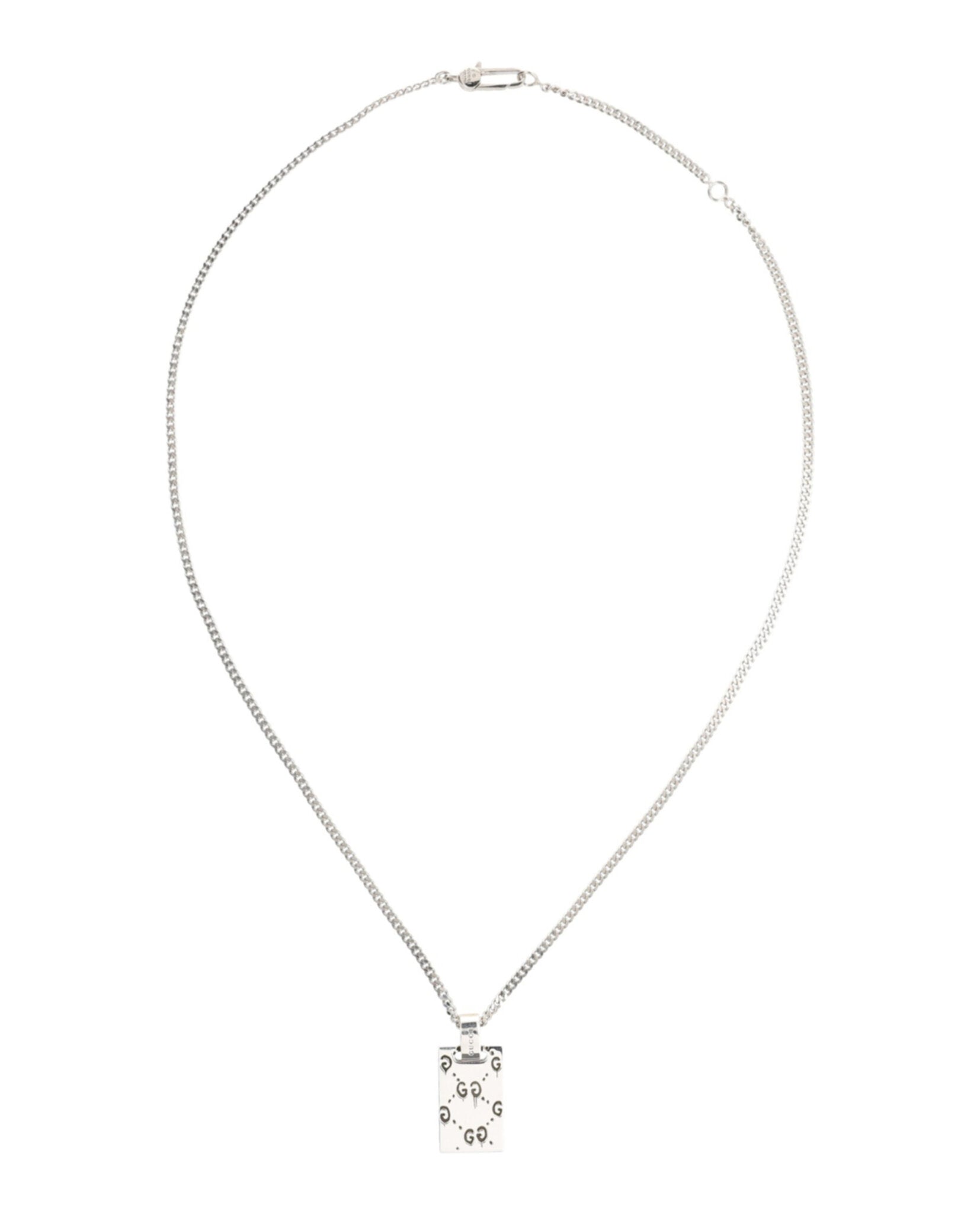 Gucci Unisex-Adult Sterling Silver Ghost Tag Necklace