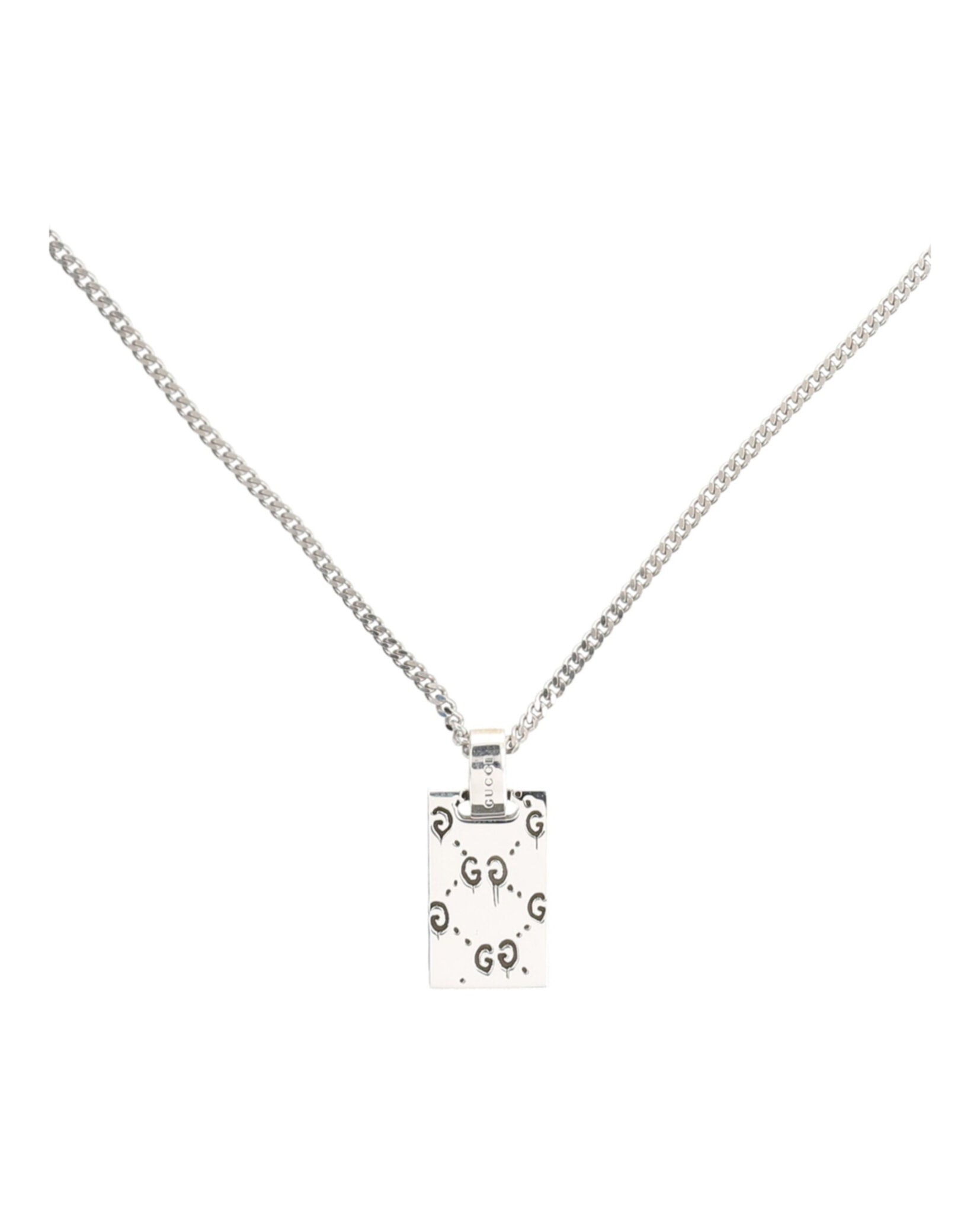 Gucci Unisex-Adult Sterling Silver Ghost Tag Necklace – Bluefly