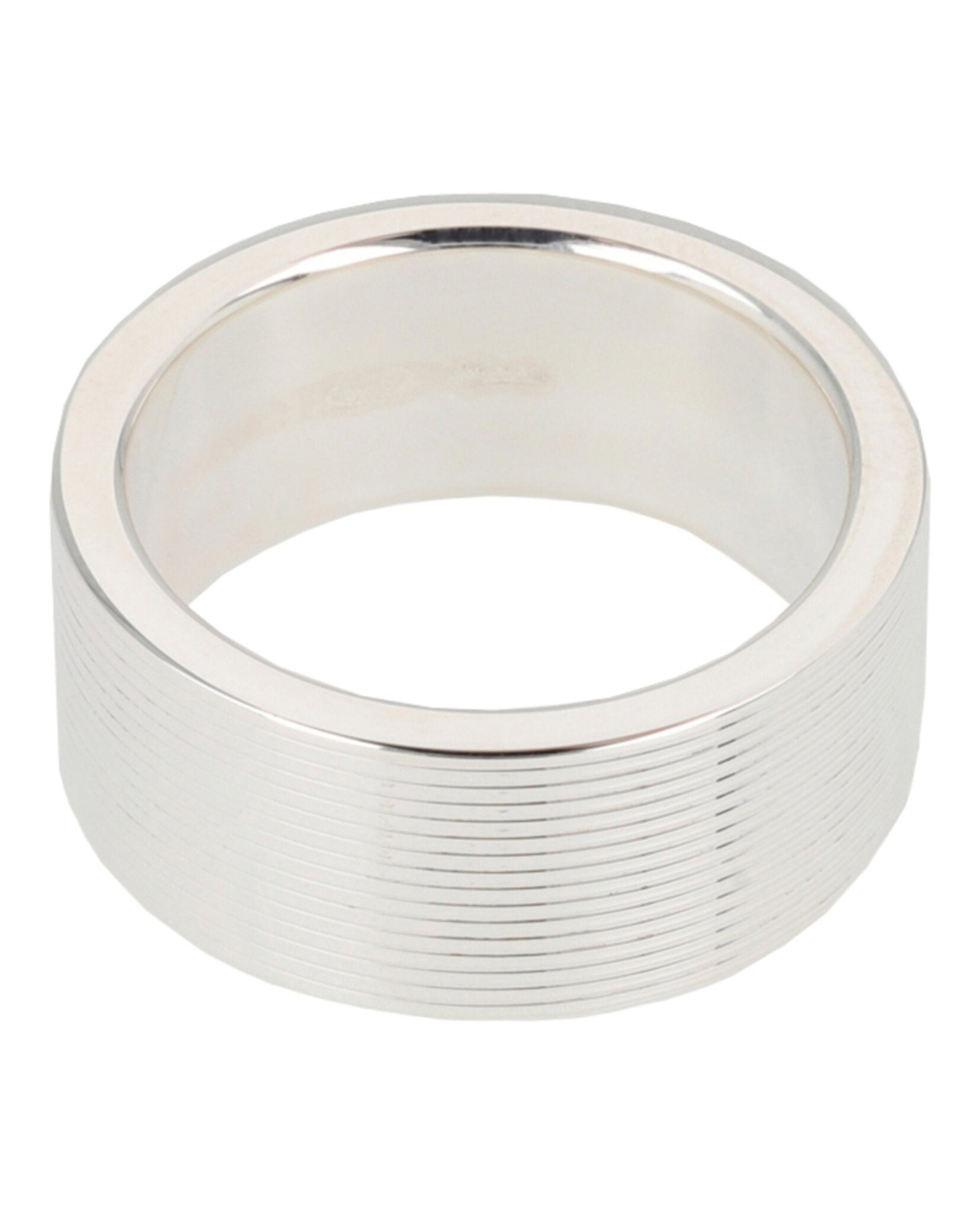 Gucci Womens Ridged Sterling Silver Ring